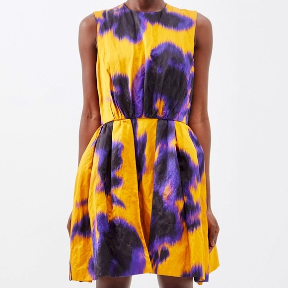 NWT Jason Wu Collection Ochre Yellow Floral Print Sateen Sleeveless Dress Size 6 - Picture 5 of 16